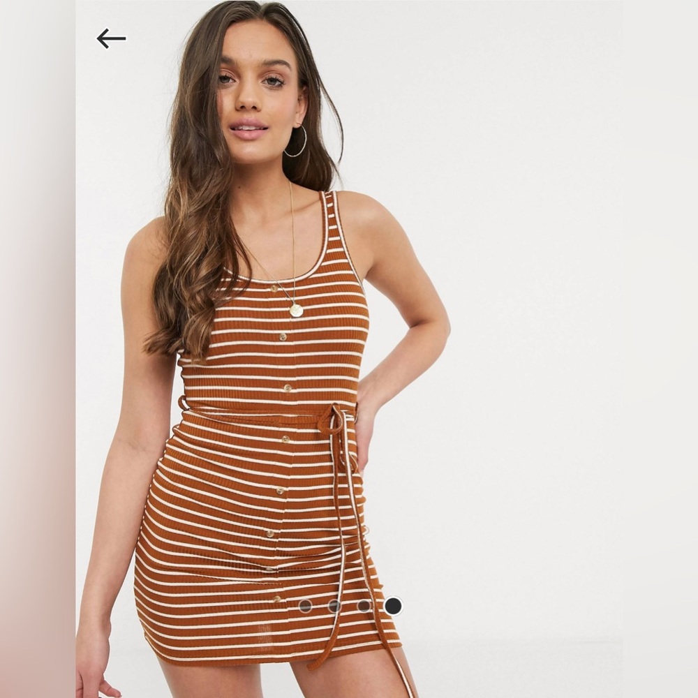Brave Soul Striped Button-through Bodycon Dress
